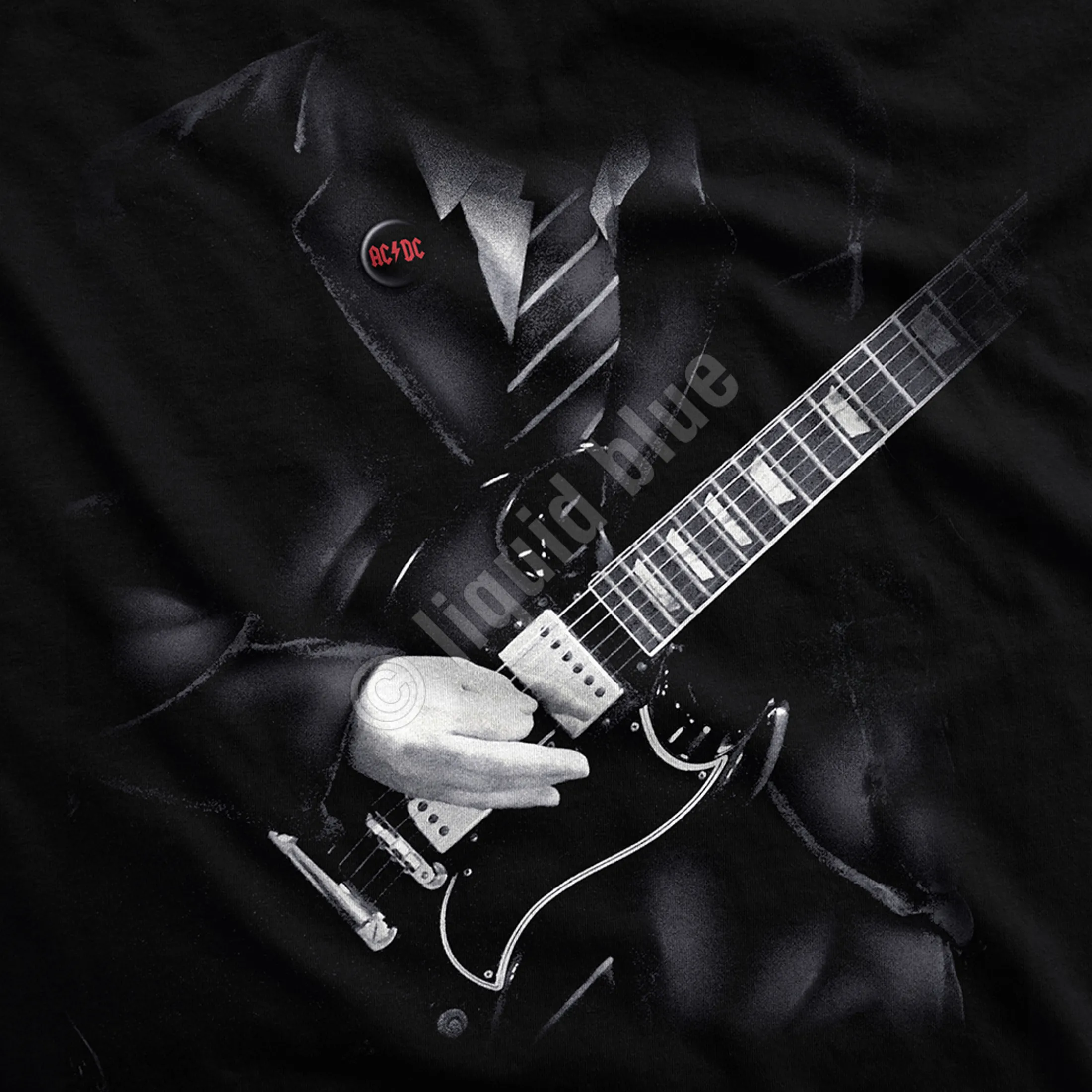 Clearance Angus Young Black T-Shirt T-Shirt | Ac-Dc