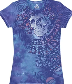 Discount Baby Blue Tie-Dye Juniors Long Length T-Shirt Women Juniors Long Length | Grateful Dead