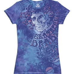 Discount Baby Blue Tie-Dye Juniors Long Length T-Shirt Women Juniors Long Length | Grateful Dead