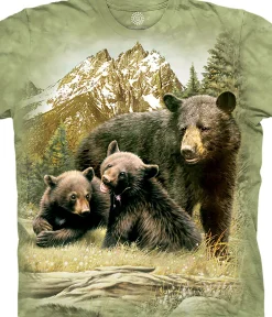 Fashion Black Bear Family Kids' T-Shirt Kids Youth | North American Animals