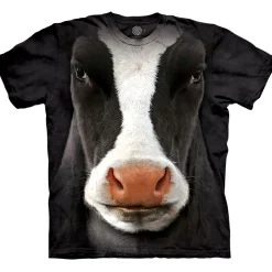 Clearance Black Cow Face Classic Cotton T-Shirt T-Shirt | Farm