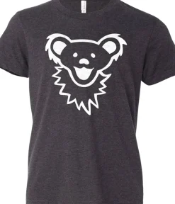 New Dancing Bear Face Dark Heather Youth T-Shirt Kids Youth | Grateful Dead