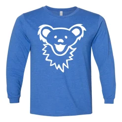 Hot Dancing Bear Face Royal Youth Long Sleeve T-Shirt Kids Youth | Grateful Dead
