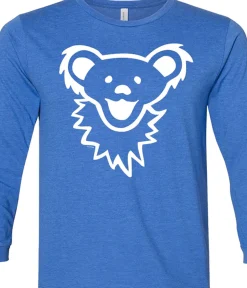 Hot Dancing Bear Face Royal Youth Long Sleeve T-Shirt Kids Youth | Grateful Dead