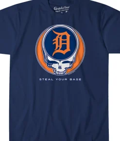 New Detroit Tigers Steal Your Base Navy Athletic T-Shirt Athletic T-Shirt | Detroit Tigers
