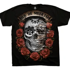Outlet Dia De Muertos Skull Black T-Shirt T-Shirt | Halloween