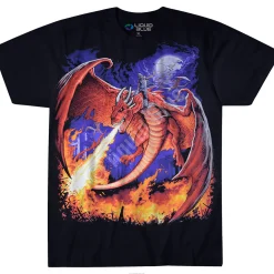 Clearance Dragon Fire Black T-Shirt T-Shirt | Dark Fantasy
