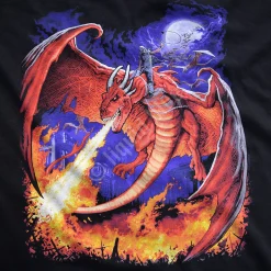 Clearance Dragon Fire Black T-Shirt T-Shirt | Dark Fantasy