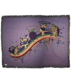 Best GD Rainbow Hoopers Woven Blanket Grateful Dead | Classic