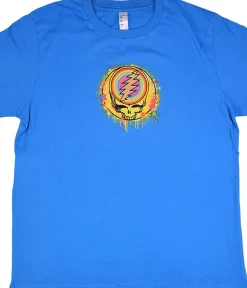 Hot GD Rainbow Splatter Blue Youth T-Shirt Kids Youth | Grateful Dead