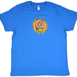 Hot GD Rainbow Splatter Blue Youth T-Shirt Kids Youth | Grateful Dead