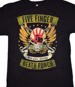 New Locked and Loaded Black T-Shirt T-Shirt | Five Finger Death Punch