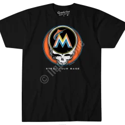 Sale Miami Marlins Steal Your Base Black Athletic T-Shirt Athletic T-Shirt | Miami Marlins