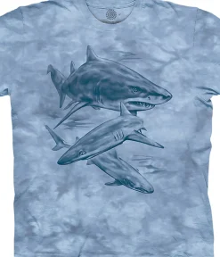 Discount Monotone Sharks Classic Cotton T-Shirt T-Shirt | Aquatic