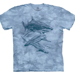 Discount Monotone Sharks Classic Cotton T-Shirt T-Shirt | Aquatic