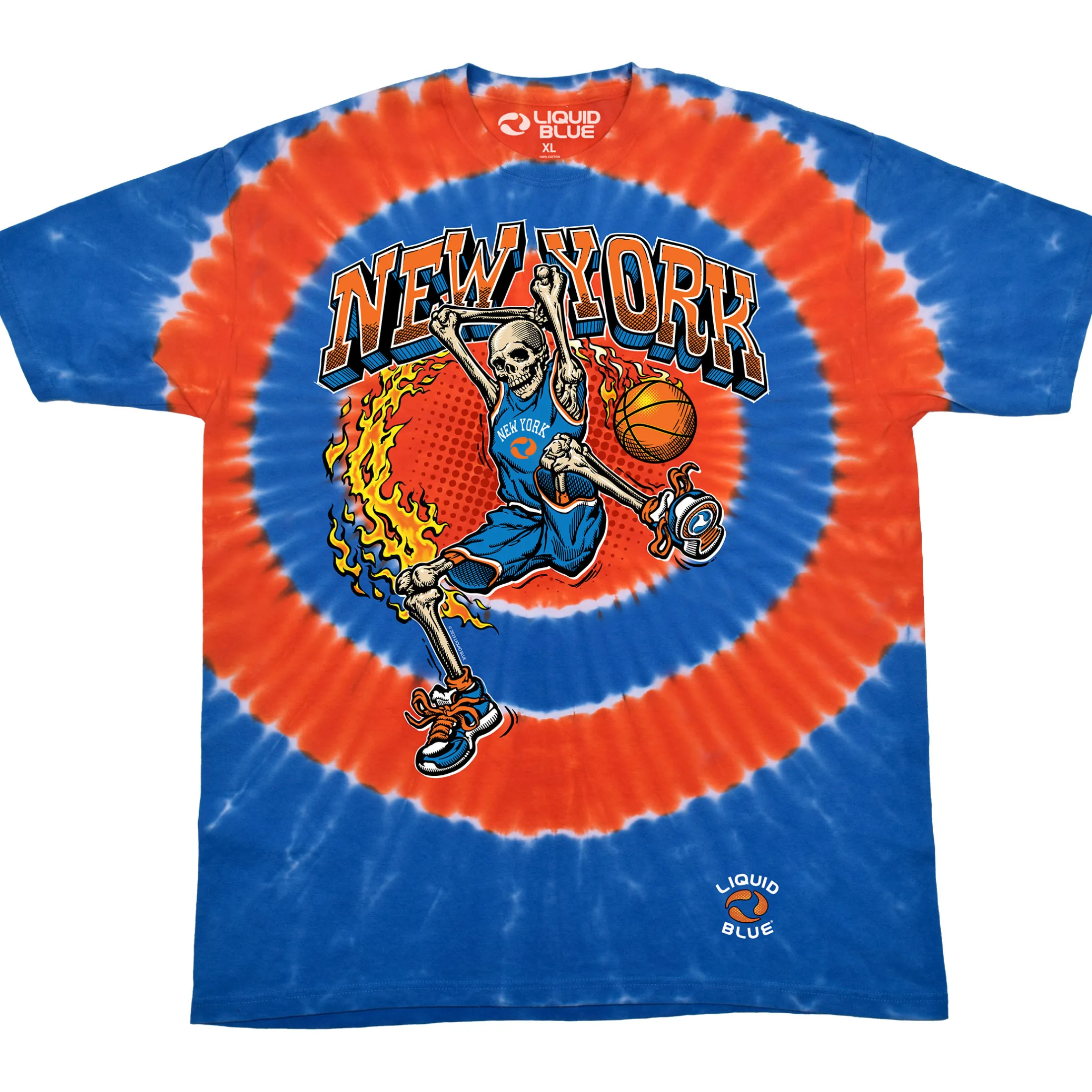 Clearance New York Dunker Basketball Skeleton Tie-Dye T-Shirt T-Shirt | Basketball