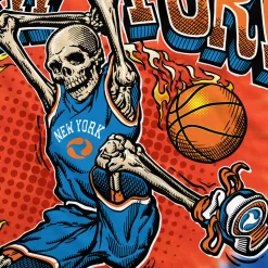 Clearance New York Dunker Basketball Skeleton Tie-Dye T-Shirt T-Shirt | Basketball