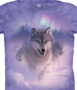 Sale Northern Lights Kids' T-Shirt Kids Youth | Wolf Shirt Collection