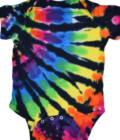 Outlet Rainbow Black Streak Tie-Dye Onesie Kids Onesies | Unprinted Tie-Dyes