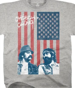 Outlet Red, White, Blue and Green Heather Grey Cotton Viscose T-Shirt Cotton Viscose T-Shirt | Cheech And Chong
