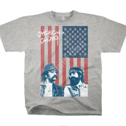 Outlet Red, White, Blue and Green Heather Grey Cotton Viscose T-Shirt Cotton Viscose T-Shirt | Cheech And Chong