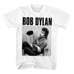 Clearance Sitting White T-Shirt T-Shirt | Bob Dylan