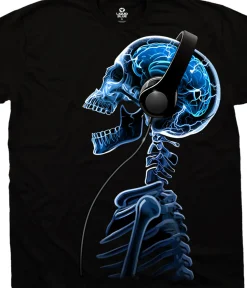 Hot Skelephones Black T-Shirt T-Shirt | Musica