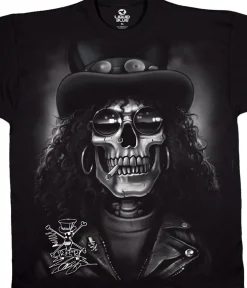 Clearance Slash Skull Black T-Shirt T-Shirt | Slash