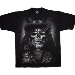 Clearance Slash Skull Black T-Shirt T-Shirt | Slash