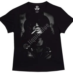 Fashion Slash Top Hat Womens Black Juniors Long Length T-Shirt Women Juniors Long Length | Slash