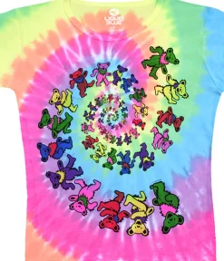 Clearance Spiral Bears Womens Tie-Dye Juniors Long Length T-Shirt Women Juniors Long Length | Grateful Dead