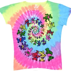 Clearance Spiral Bears Womens Tie-Dye Juniors Long Length T-Shirt Women Juniors Long Length | Grateful Dead