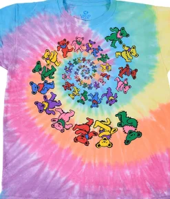 Hot Spiral Bears Youth Tie-Dye T-Shirt Kids Youth | Grateful Dead