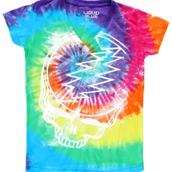 Clearance Stealie Tie-Dye Juniors Long Length V-Neck T-Shirt Women Juniors Long Length | Grateful Dead