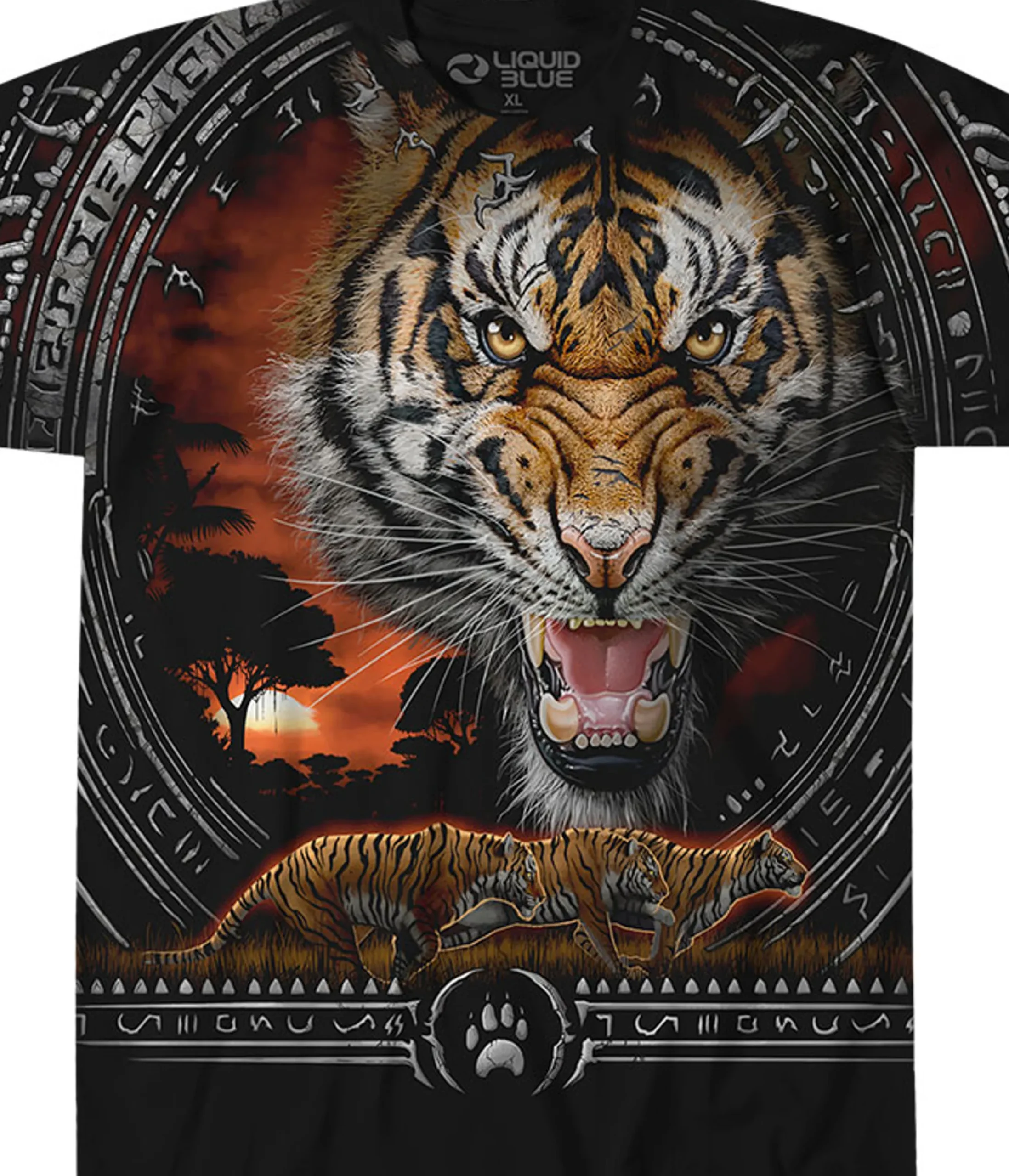 Fashion Tribal Tiger Black T-Shirt T-Shirt | Tigers