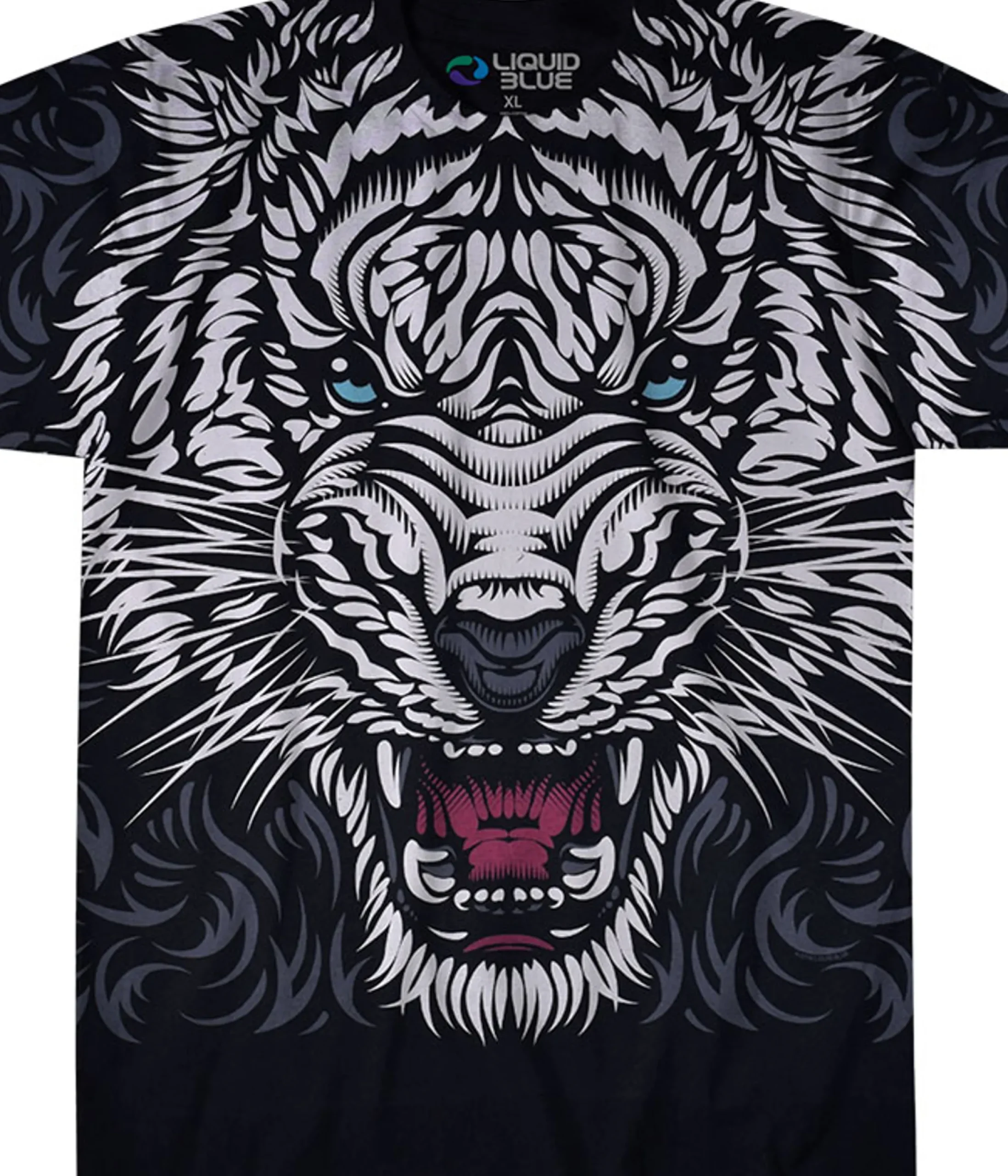 New White Tiger Stare Black T-Shirt T-Shirt | Tigers