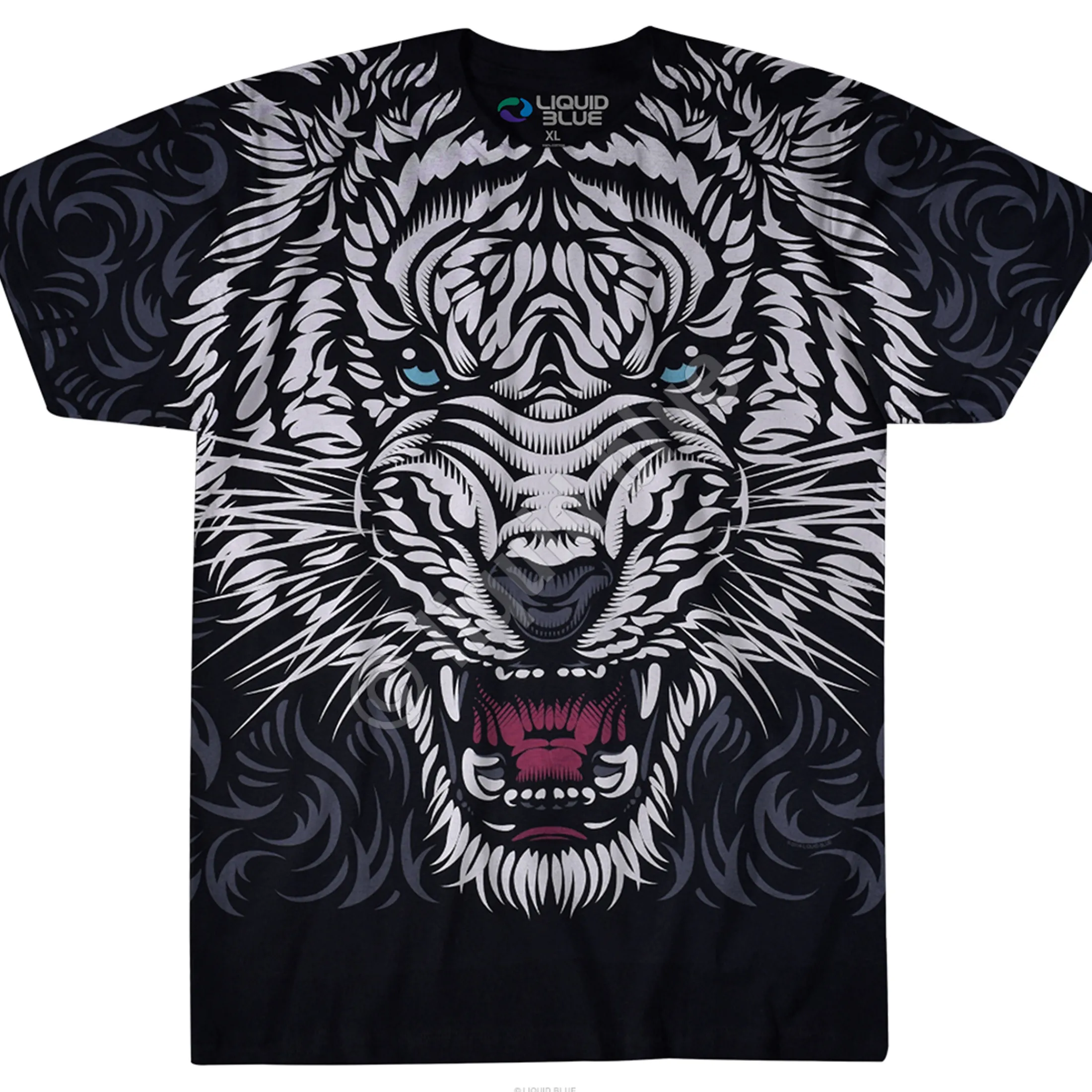 New White Tiger Stare Black T-Shirt T-Shirt | Tigers
